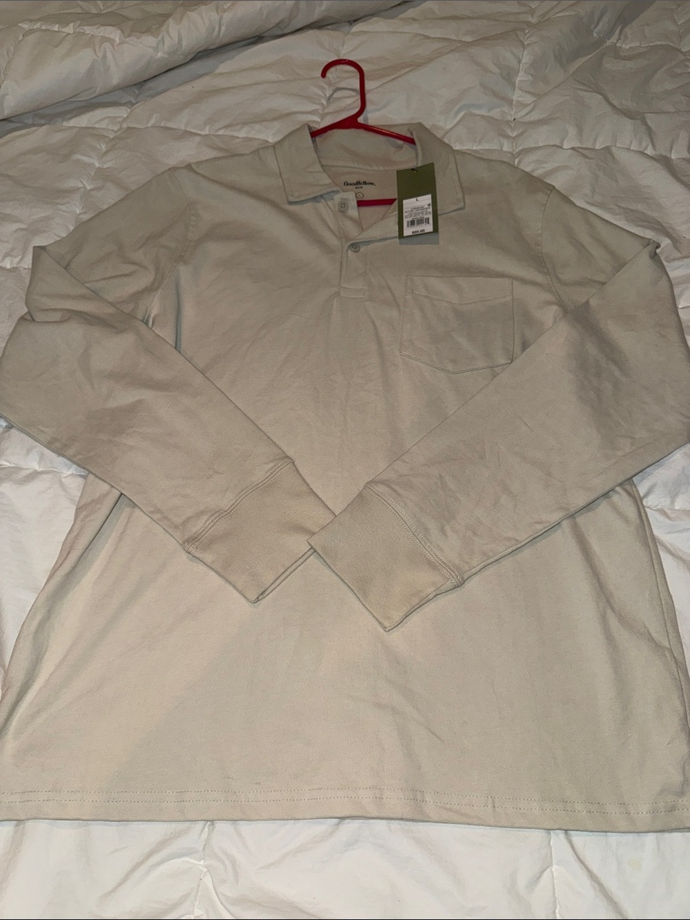 Goodfellow & Co Light Beige Long-Sleeve Polo